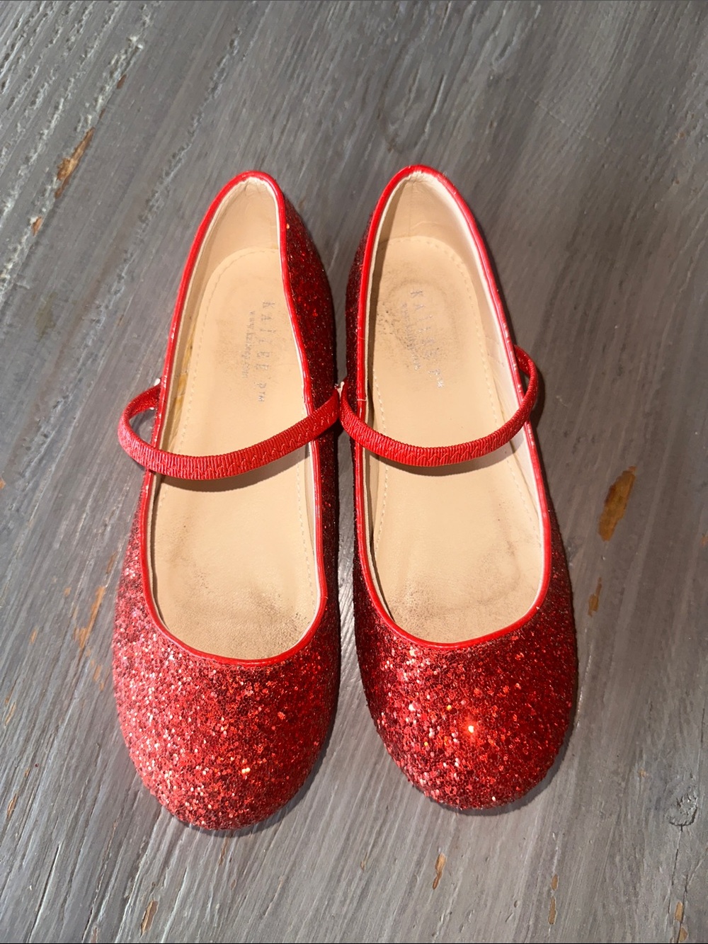 Kids' Red Glitter Mary Jane Ballet Flats